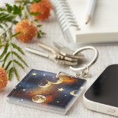 Porte-clés Keychain - Fiery Orange Celestial Moon (Devant Droit)