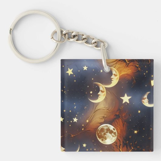 Porte-clés Keychain - Fiery Orange Celestial Moon (Devant)