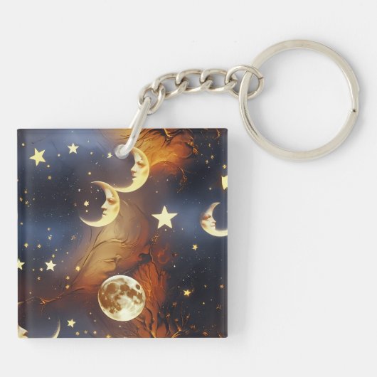 Porte-clés Keychain - Fiery Orange Celestial Moon (Dos)