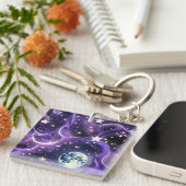 Porte-clés Keychain - Lavender Purple Celestial Moon Phases (Devant Droit)