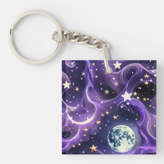 Porte-clés Keychain - Lavender Purple Celestial Moon Phases (Devant)