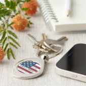 Porte-clés Keychain Patriotic US Flag Custom Text Name (Côté )