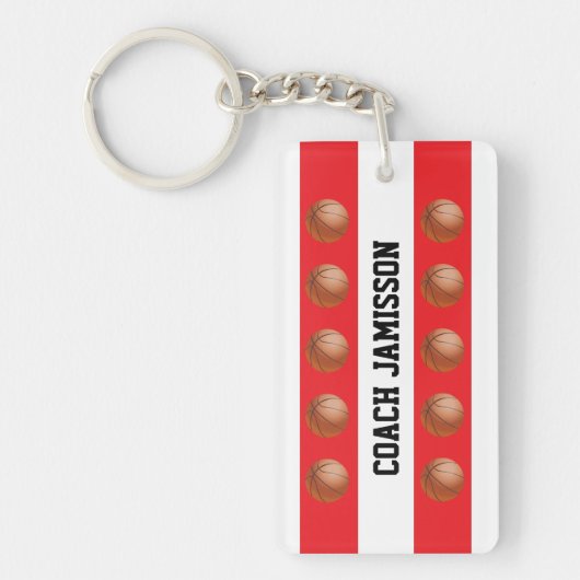 Porte-clés Keychain, Red & White for Basketball Coach, acteur (Devant)