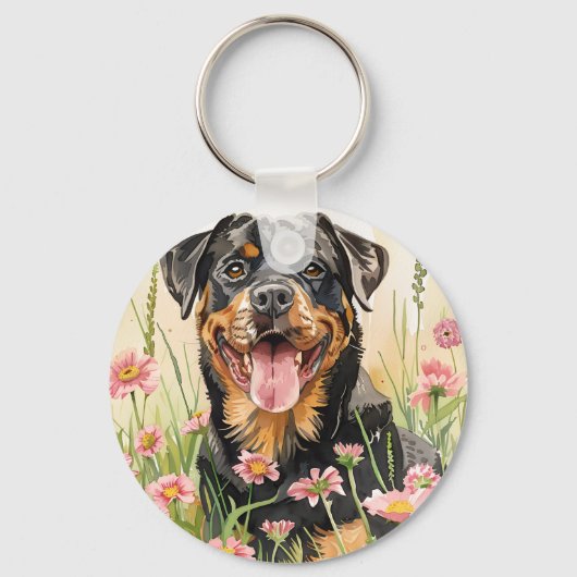 Porte-clés Keychain – Rottweiler Watercolor Keychain (Recto)