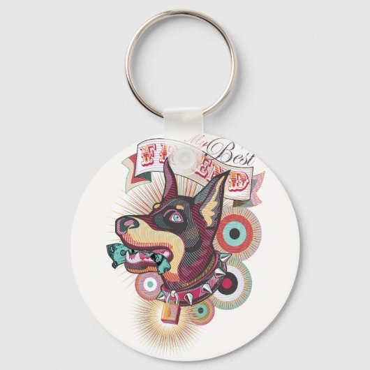 Porte-clés Keychain – Urban Loyalty Doberman Pop-Art Design (Recto)
