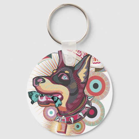 Porte-clés Keychain – Urban Loyalty Doberman Pop-Art Design (Verso)