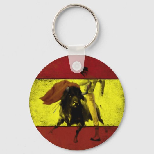 Porte-clés Keychain with Bullfight on Dirty Spanish Flag (Recto)