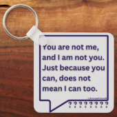 Porte-clés Keyring avec un poème de pensée cite "Tu n'es pas  (Recto)