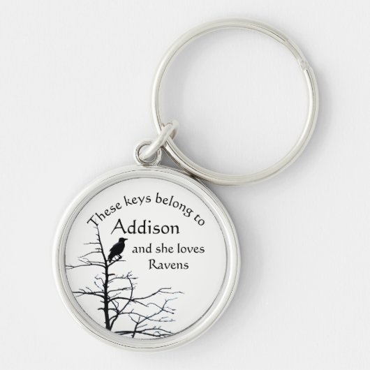 Porte-clés Keys Appartient à Nom Personnalisé Aime Raven Bird (Devant)