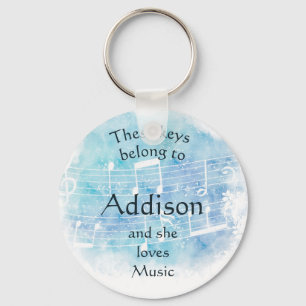 Porte-clés Keys Belong to Custom Name Aime la musique