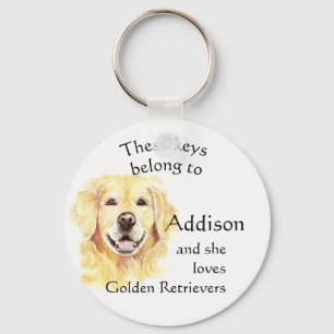 Porte-clés Keys Belong to Custom Name Loves Golden Retriever