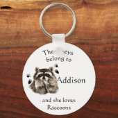 Porte-clés Keys Belong to Custom Name Loves Raccoons (Recto)