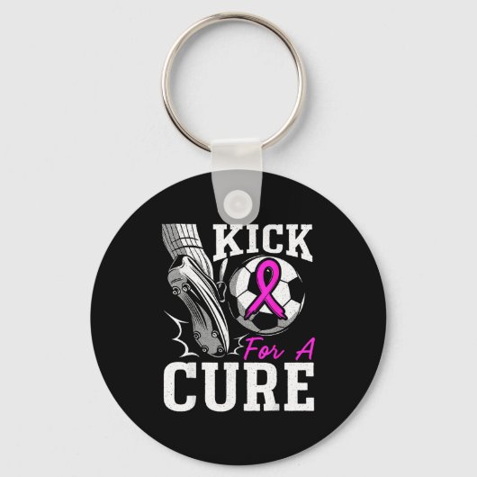 Porte-clés Kick For A Breast Cancer Awareness Nk Ribbon Socce (Recto)