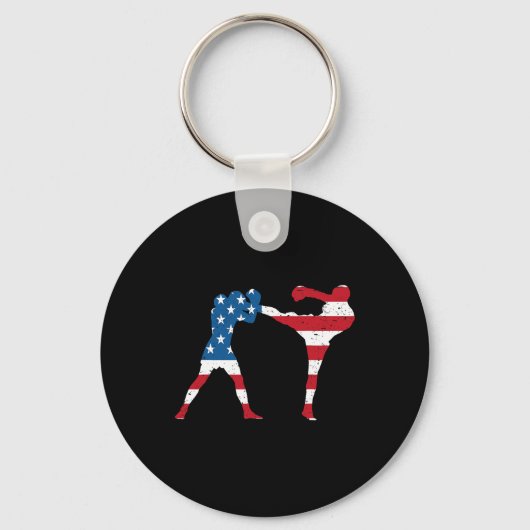 Porte-clés Kickboxing Drapeau Américain (Recto)