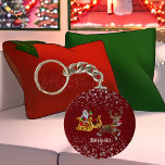 Porte-clés Kids Père Noël Christmas Reindeder Sleigh Snowflak<br><div class="desc">Porte - clé de Noël Red Cute Père Noël pour garder vos clés en sécurité et à l'écart. Il accueille le Père Noël, des rennes et des flocons de neige pour des fêtes de Noël amusantes. Le texte 'Ho Ho Ho' peut être customisé pour s'adapter à votre style de police....</div>