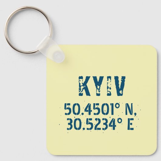Porte-clés Kiev Ukraine Latitude & Longitude en détresse (Recto)