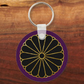 Porte-clés Kiku Chrysanthème Mon en faux or sur fond violet (Recto)