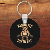 Porte-clés Kinda Fit Sorta Fat - Funny Gym Bear Weightlifting (Recto)