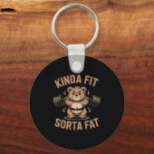 Porte-clés Kinda Fit Sorta Fat - Funny Gym Bear Weightlifting (Recto)