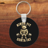Porte-clés Kinda Fit Sorta Fat - Funny Gym Bear Weightlifting (Recto)