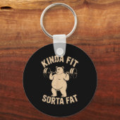 Porte-clés Kinda Fit Sorta Fat - Funny Gym Bear Weightlifting (Recto)
