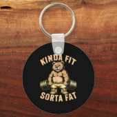 Porte-clés Kinda Fit Sorta Fat - Funny Gym Bear Weightlifting (Recto)