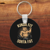 Porte-clés Kinda Fit Sorta Fat - Funny Gym Bear Weightlifting (Recto)