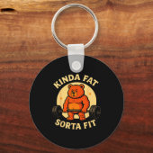 Porte-clés Kinda Fit Sorta Fat - Funny Gym Bear Weightlifting (Recto)