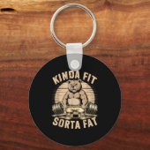 Porte-clés Kinda Fit Sorta Fat - Funny Gym Bear Weightlifting (Recto)