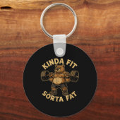 Porte-clés Kinda Fit Sorta Fat - Funny Gym Bear Weightlifting (Recto)