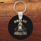 Porte-clés Kinda Fit Sorta Fat - Funny Gym Panda Weightliftin (Recto)