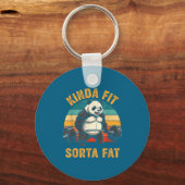 Porte-clés Kinda Fit Sorta Fat Funny Gym Panda Weightlifting  (Recto)