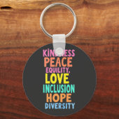 Porte-clés Kindness Peace Equality Love Inclusion Hope Divers (Recto)