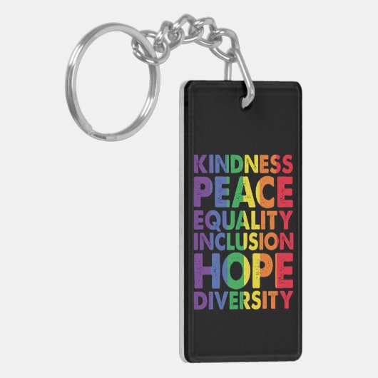 Porte-clés Kindness Peace Equality Love Inclusion Hope LGBT (Devant gauche)