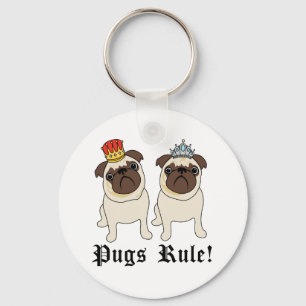 Porte-clés King and Queen Pugs Rule Keychains