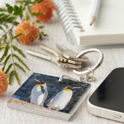 Porte-clés King Penguin Pair contre fond d'hiver (Devant Droit)