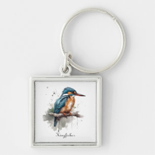 Porte-clés Kingfisher assis sur une branche, personnalisable