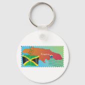 Porte-clés Kingston Jamaïque Carte Et Drapeau (Recto)