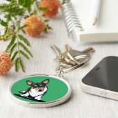 Porte-clés KiniArt Tri Curious Corgi (Côté)