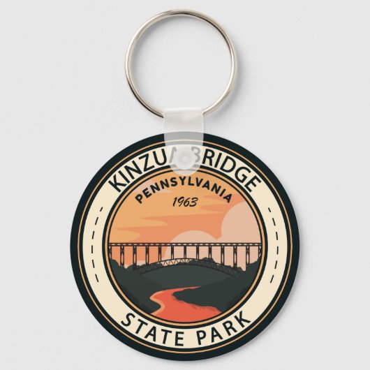 Porte-clés Kinzua Bridge State Park Pennsylvania Retro Badge (Recto)
