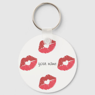 Porte-clés Kissing Lips Emoji et '' Votre nom ici "
