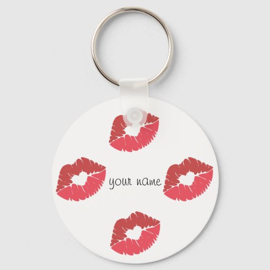 Porte-clés Kissing Lips Emoji et '' Votre nom ici " (Recto)