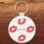 Porte-clés Kissing Lips Emoji et '' Votre nom ici " (Recto)