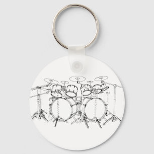 Porte-clés Kit de 10 pièces pour tambour : Dessin noir et bl