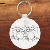 Porte-clés Kit de tambour 10 pièces : dessin noir et blanc : (Recto)
