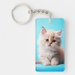 Porte-clés Kitten adorable avec Arrière - plan bleu