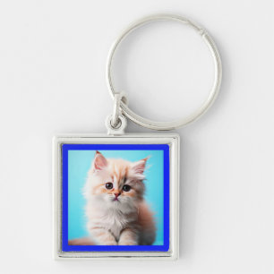 Porte-clés Kitten adorable avec Arrière - plan bleu