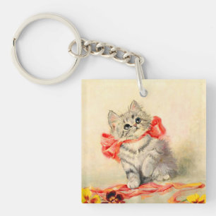 Porte-clés Kitten avec ruban rouge