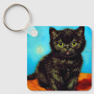 Porte-clés Kitten Boudeur de Style Van Gogh