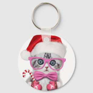 Porte-clés Kitten en casquette de Noël